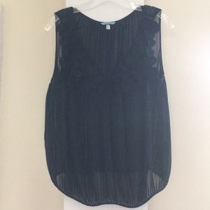 Sheer Navy pleated bubble top